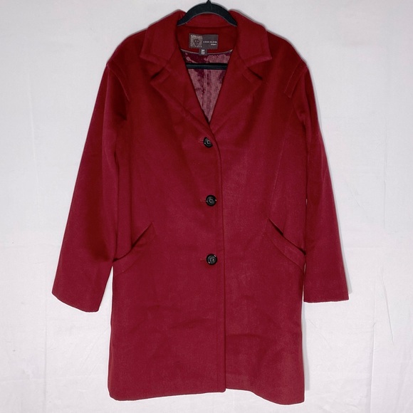 Anne Klein Red Wool Cashmere Blend 3 Button Overcoat S - Picture 16 of 16